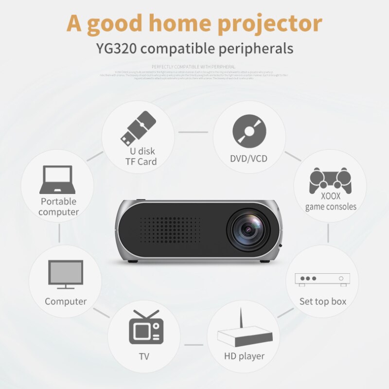 Miniproyector LED portátil YG320 para el hogar, HD, 1080P, 320x240 píxeles, HDMI, USB, 3D