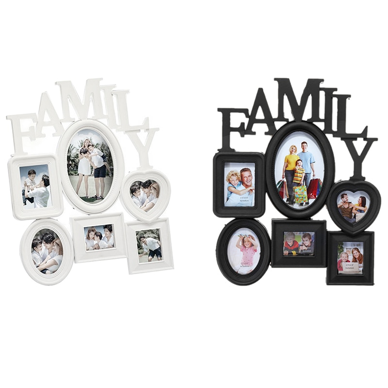 Family Photo Frame Wall Hanging 6 Multi-Sized Pictures Holder Display Home Decor 30X37Cm Back Side with Pull Tabs