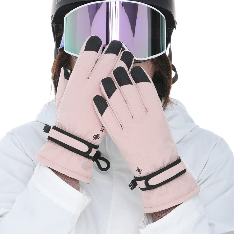 Guantes táctiles impermeables para mujer, manoplas de esquí, snowboard, pantalla táctil, cálidas, para clima frío, Invierno: CRIMSON