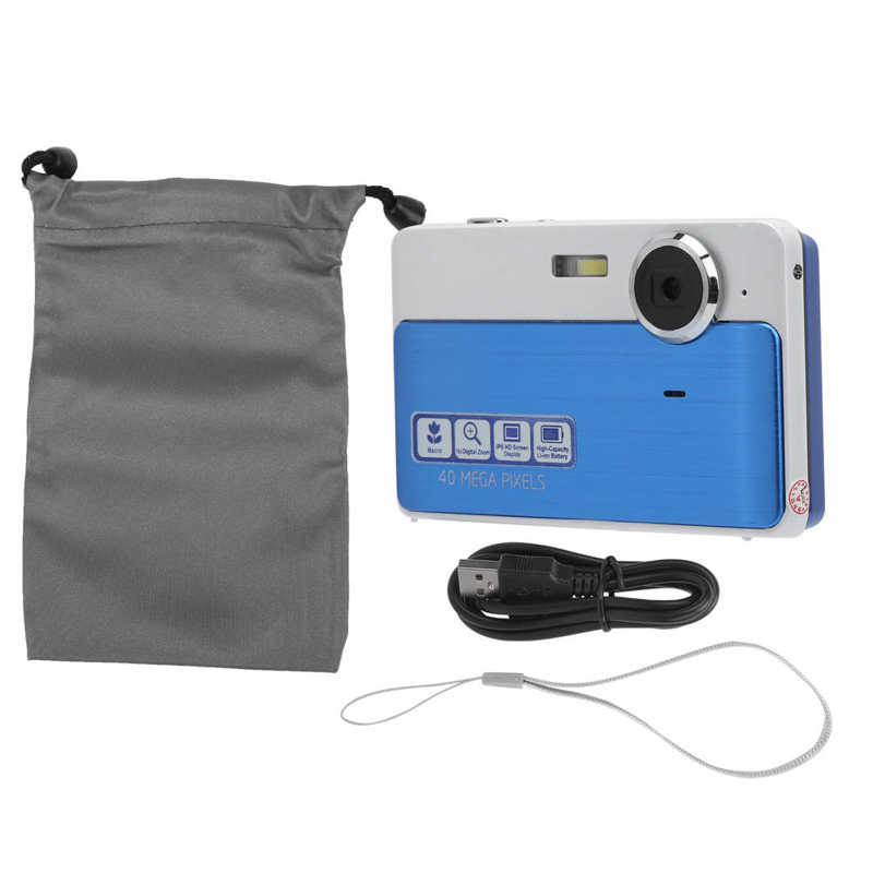 Mini Video Camera with 16x Digital Zoom 2.4 Inch IPS HD Screen Macro Camera Rechargeable for Record Video for Beginners for Take: Blue