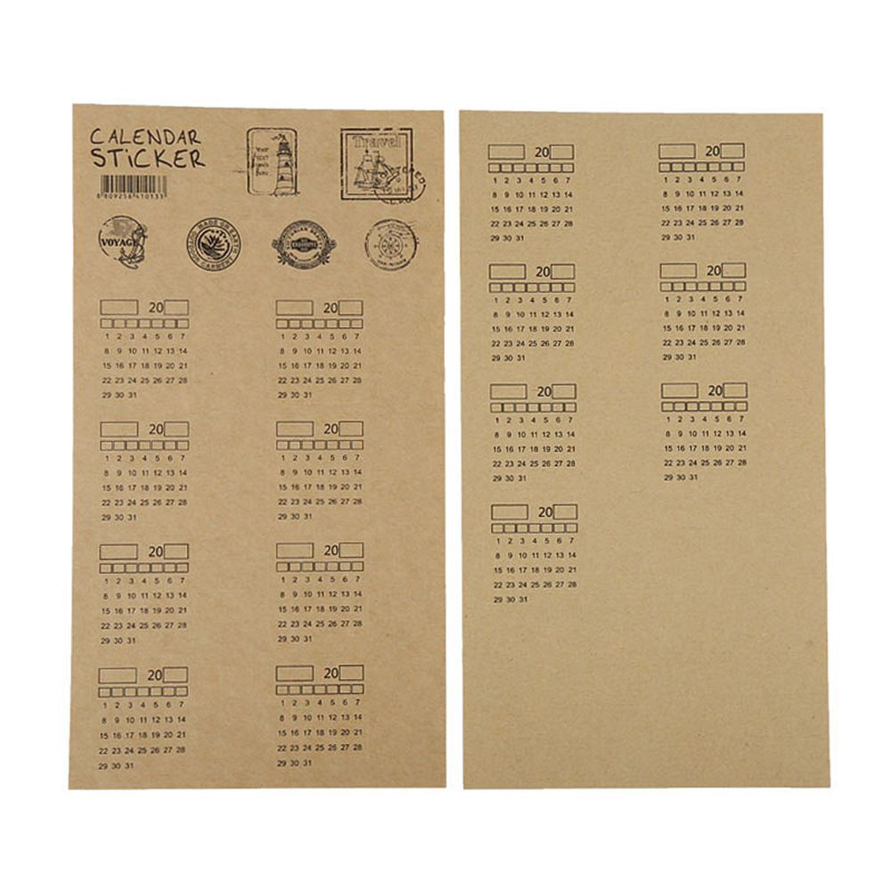 2 Sheets General Kraft Paper Handwritten Almanac Calendar Index Sticker Calendar Sticker Note Stickers: Default Title