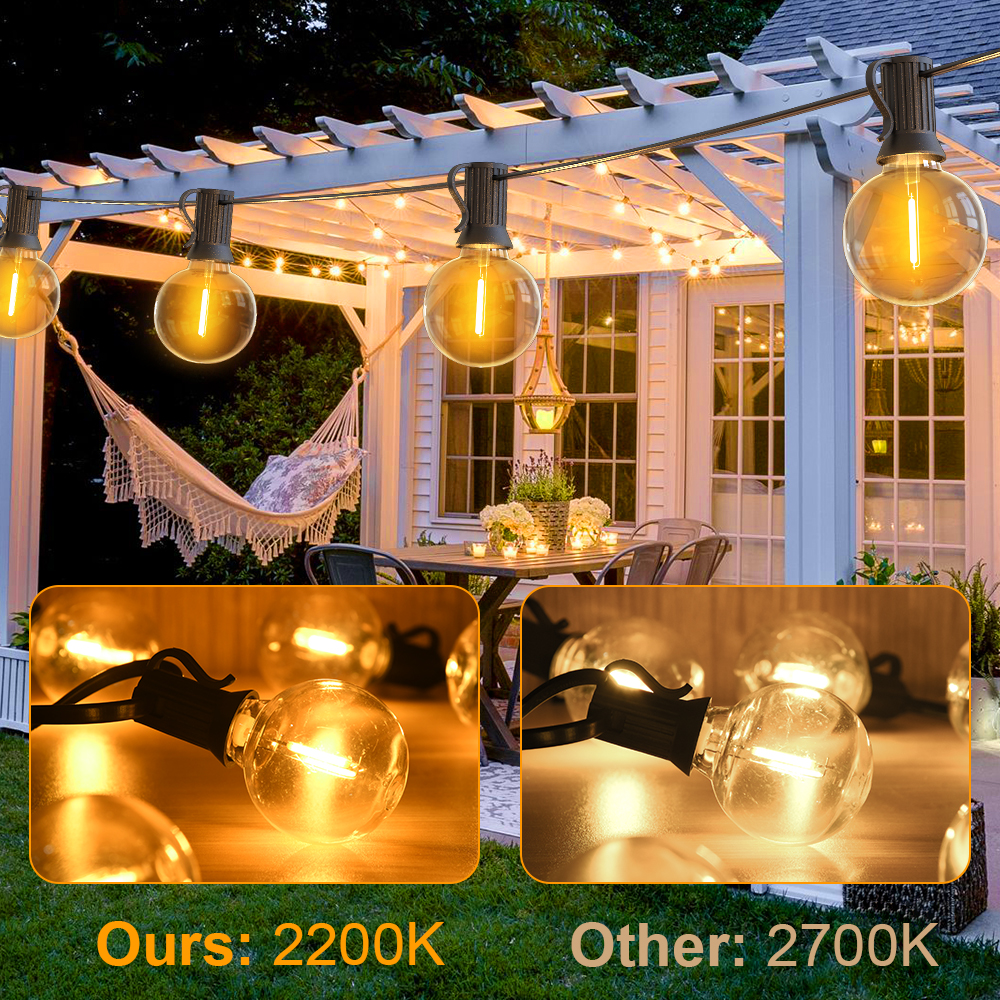 Guirnaldas de luces LED G40, guirnalda de luces IP44 para Patio, 15M, 30M, 36M, luces de jardín, luces decorativas para exteriores para boda