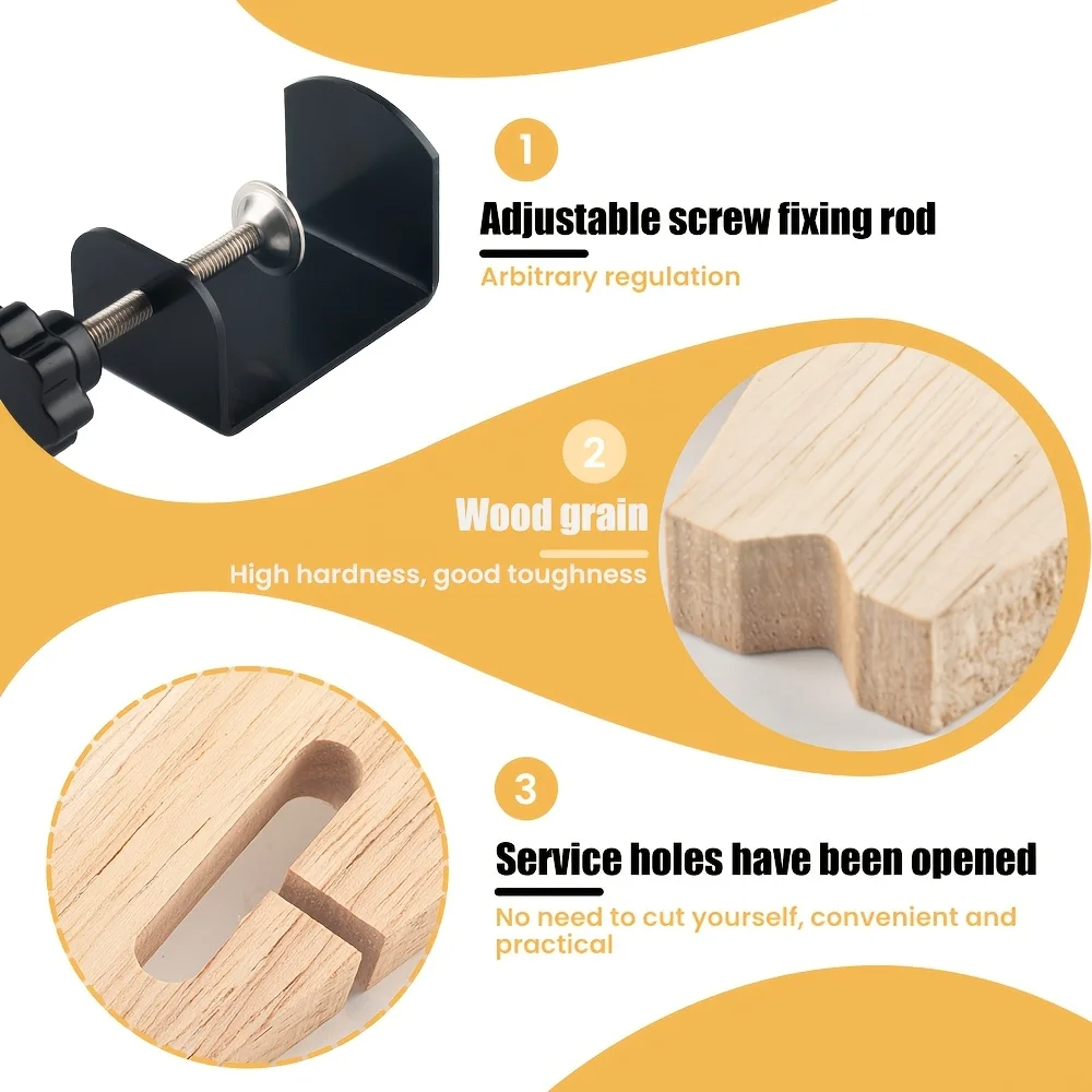 Adjustable Wooden Bench Clamp, Portable Movable Fastening Tool for Workbench & Router Table, Durable Wood Clamp Kit