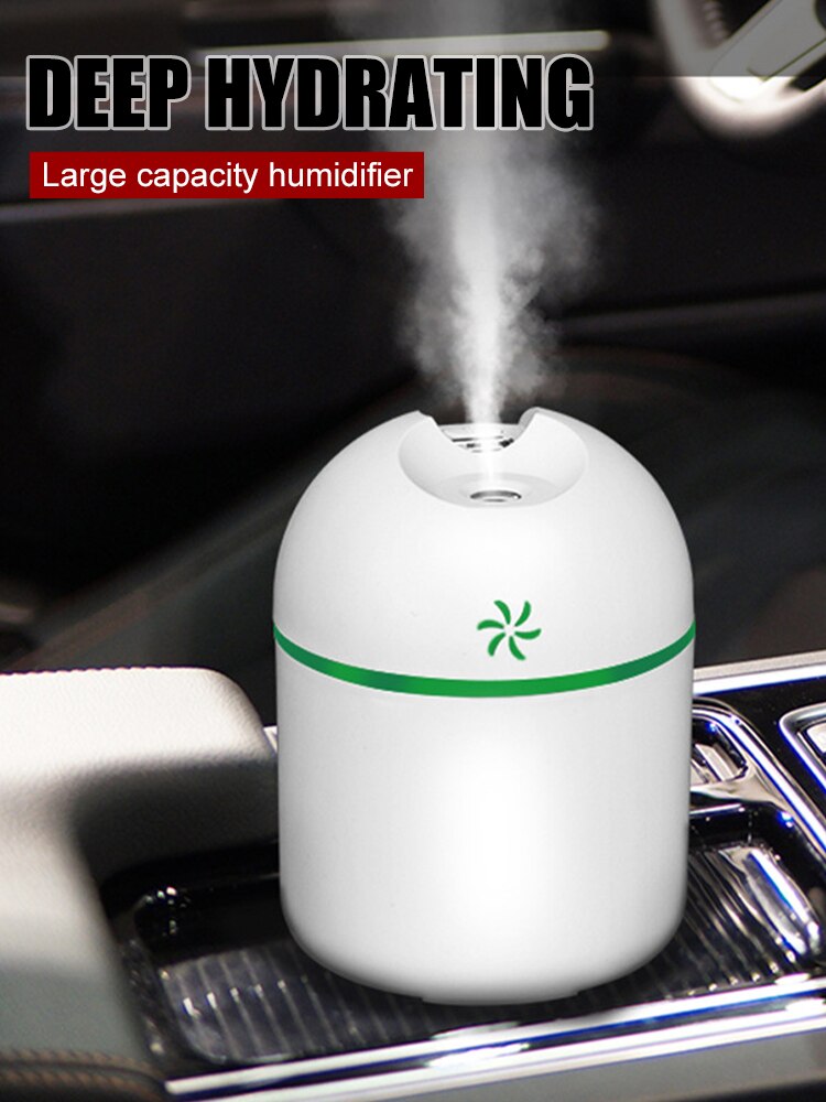 250ml Portable Mini Humidifier 5V USB Power with Mini Fan LED Ambient Light Car Home Humidifier Aromatherapy Oil Diffuser