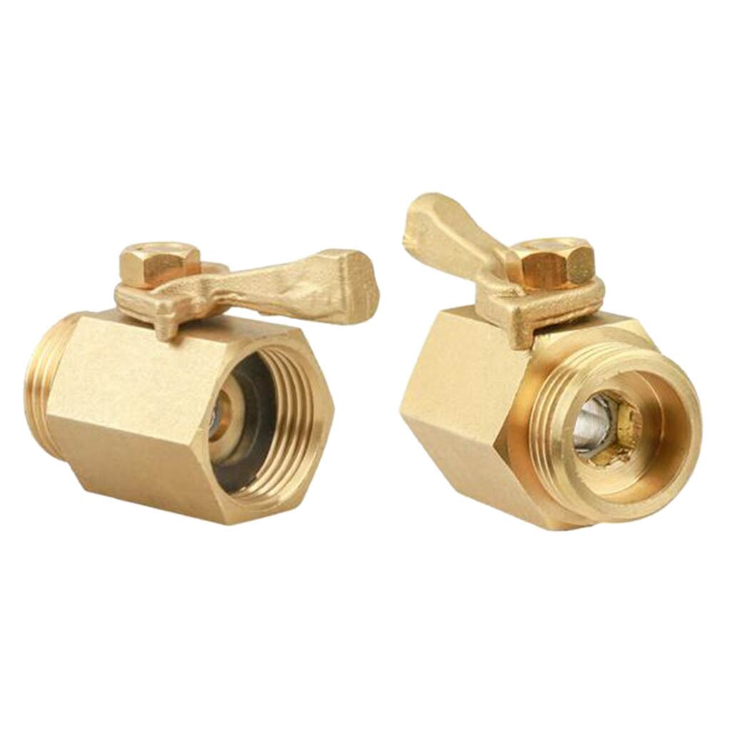 2pcs Heavy Duty 3/4" Thread Brass Shut Off Valve with Garden Hose Connector
