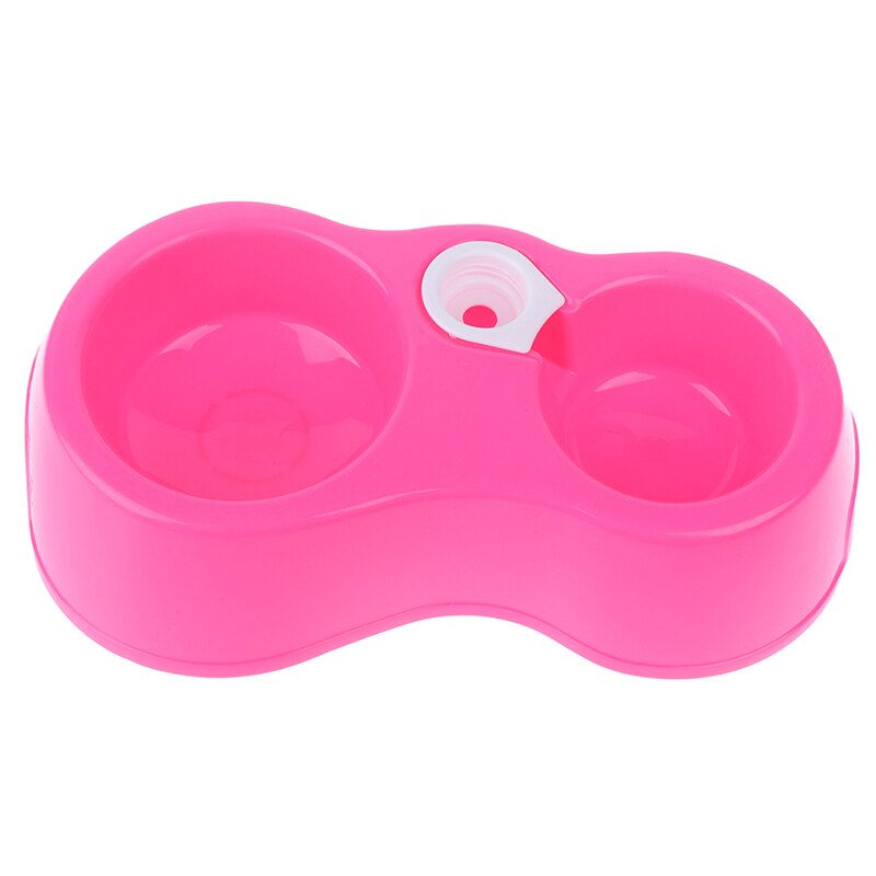 1pcs Dual Port Dog Cat Pets Automatic Water Dispenser Feeder Bowl Utensils Pet Drinking Water Feeder Bowl: Pink