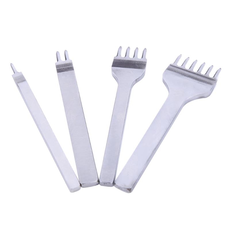4 sztuk/partia diy narzędzia kaletnicze 3/4/5/6mm skóra dziurkacze kaletnicze dziurkacz narzędzie 1 2 4 6 ząb narzędzia dla skórzany pas