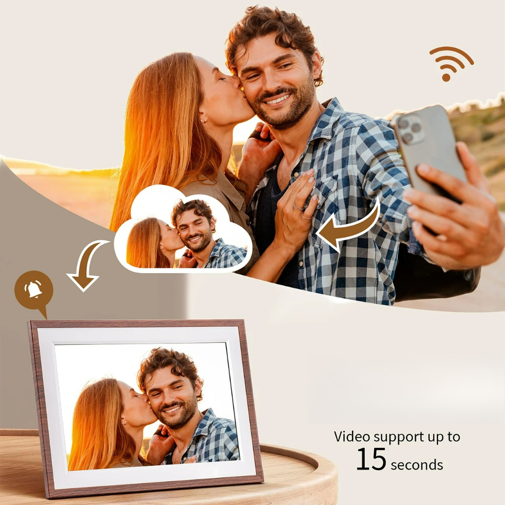 Cyfrowa Ramka na Zdjęcia 10,1" - Ekran HD IPS Dotykowy 32GB WiFi Chmura Montaż Ścienny