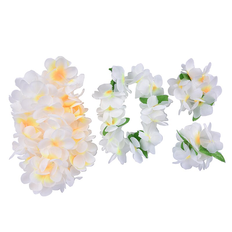 4 stuks/set kunstmatige hawaiiaanse feestkrans armband hoofdband ketting bloemenkrans bloemen diy krans verjaardagsfeestdecoratie