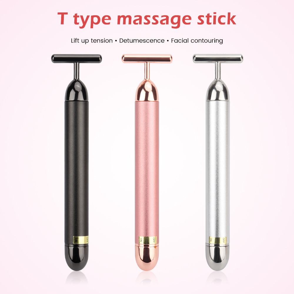 24K Gold Roller Vibrerende Facial Massager Afslanken Facial Skin Beauty Bar Pulse Verstevigende Gezicht Massage Lift Aanscherping Rimpel Bar