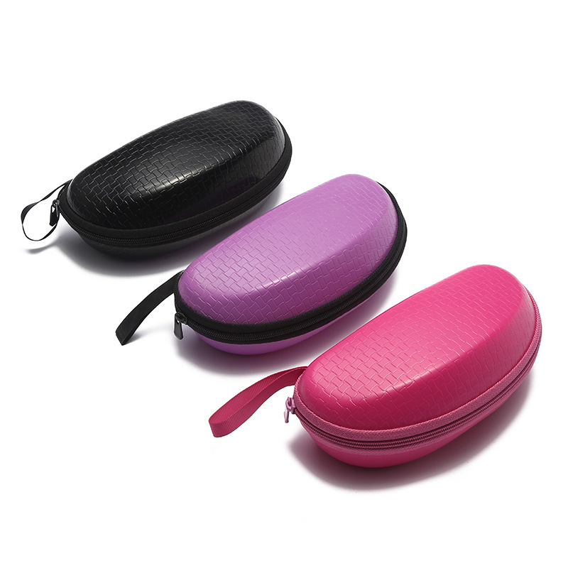Sunglasses Glasses Case Zipper Leather Glasses Case Strong Compression Oval Glasses Case Multi-purpose Storage Box