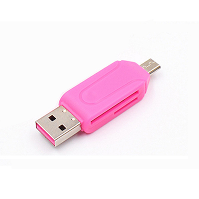 Micro USB y USB 2 en 1 lector de tarjetas OTG de alta velocidad USB2.0 Universal OTG TF/SD para ordenador Android encabezados de extensión: rose
