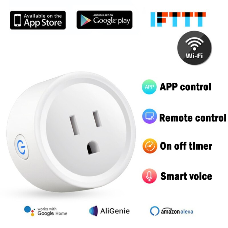 16A US Smart Wifi Power Plug With Power Monitor Smart Home Wifi Wireless Socket Outlet Works With Alexa Google Home Tuya App