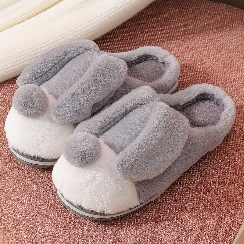 Mannen Slides Herfst En Winter Cartoon Causale Warme Schoenen Voor Mannen Indoor Home Antislip Houten Vloer Katoen Slides mannen Schoenen: Gray / 11