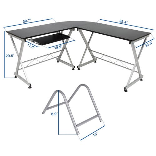 L-Shape Computer Desk Office Home Corner Desk Workstation PC Laptop Work Table
