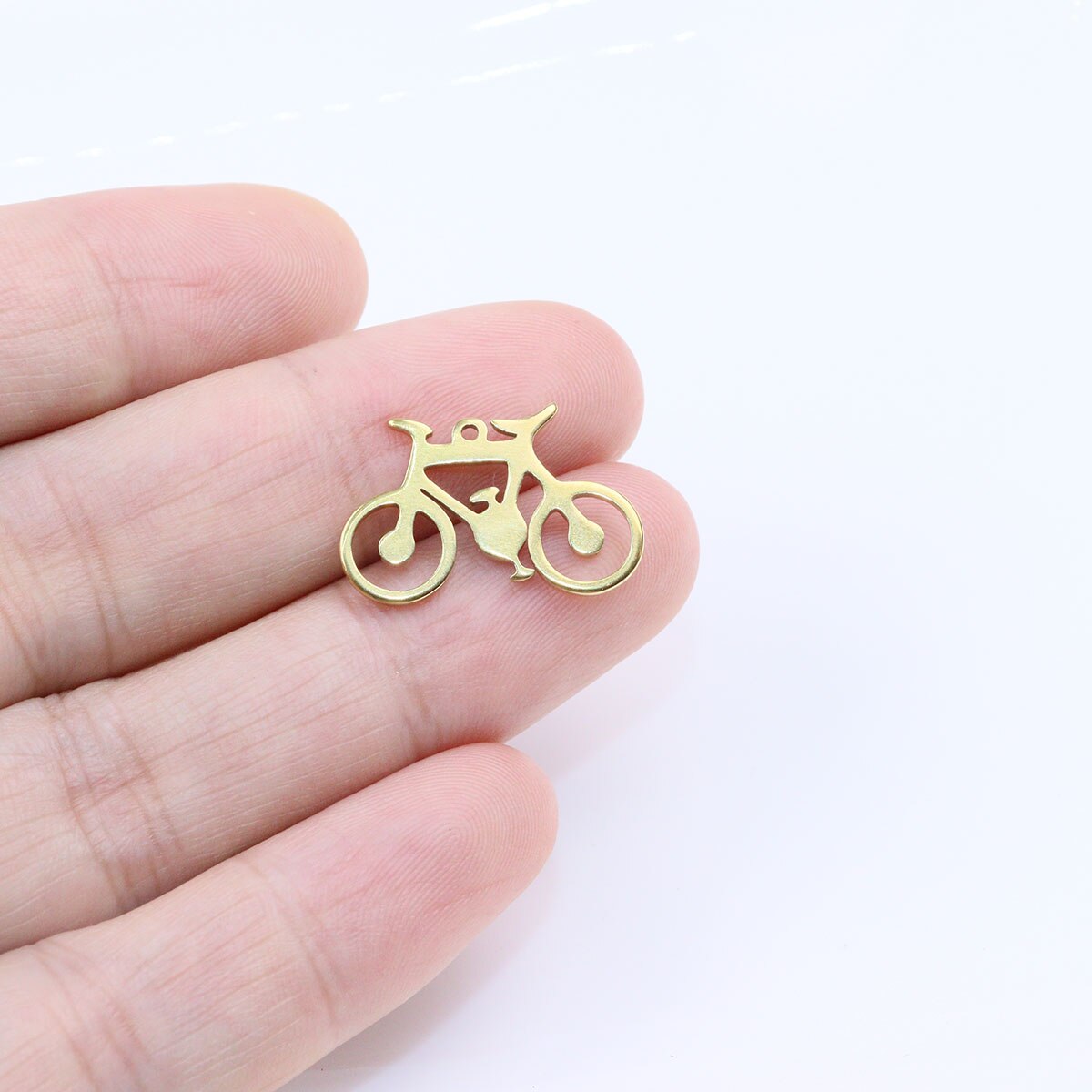 10 stk 20*13mm engros cykel charms i rustfrit stål vedhæng gør-det-selv halskæde armbånd, der ikke falmer farveløst: 18k guld 10 stk