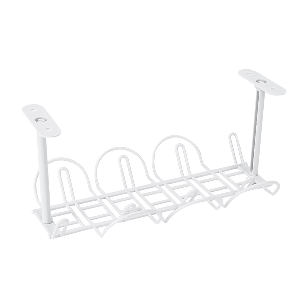 Support de rangement sous Table, étagère à câble, support de prise inférieure de Table, support suspendu, finition de ligne, organisateur de fil de bureau: WHITE