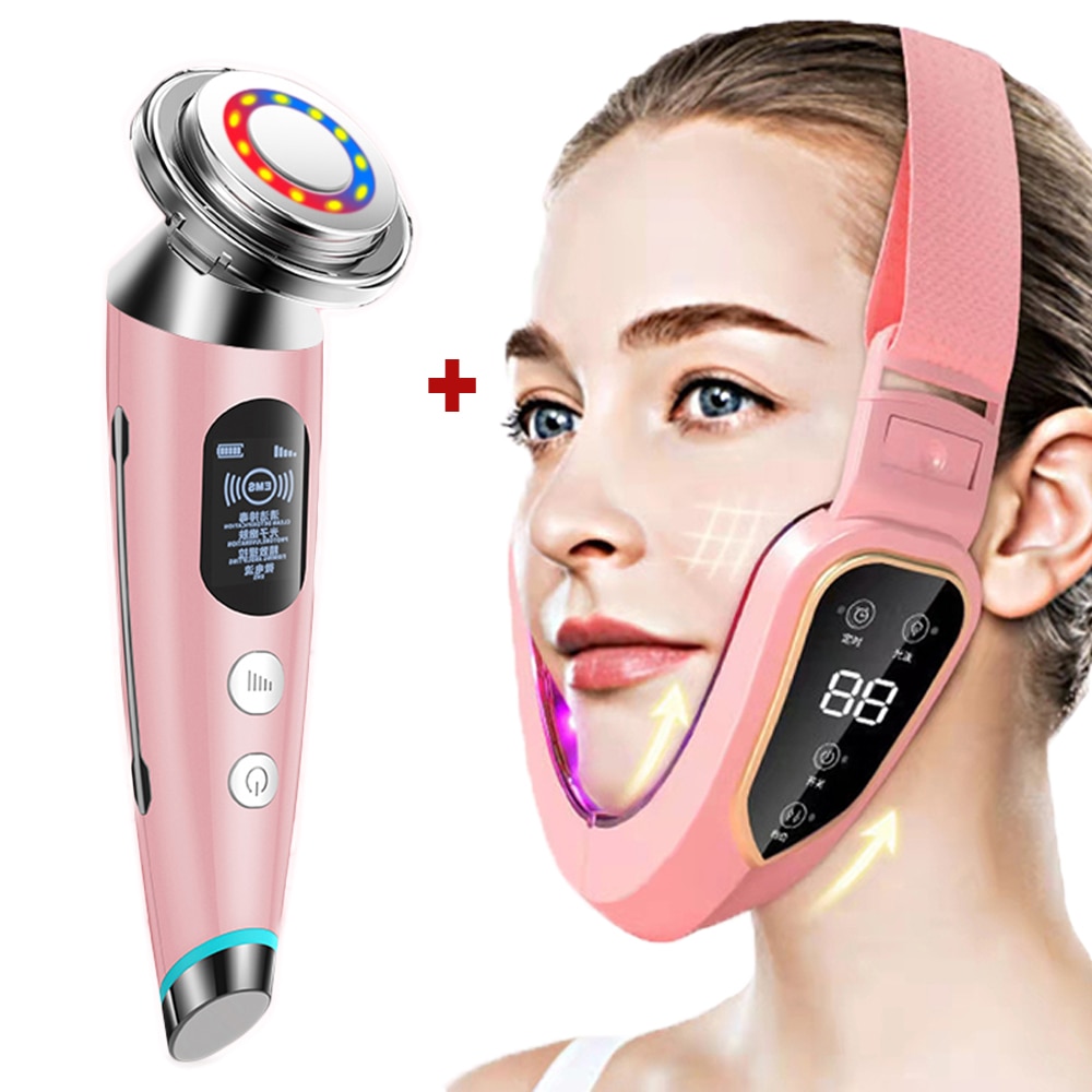 EMS V Face Shaper Lifting Facial Massager Double Chin Reducer LED Mesotherapy Radio Frequency Skin Tightening Wrinkle Removal