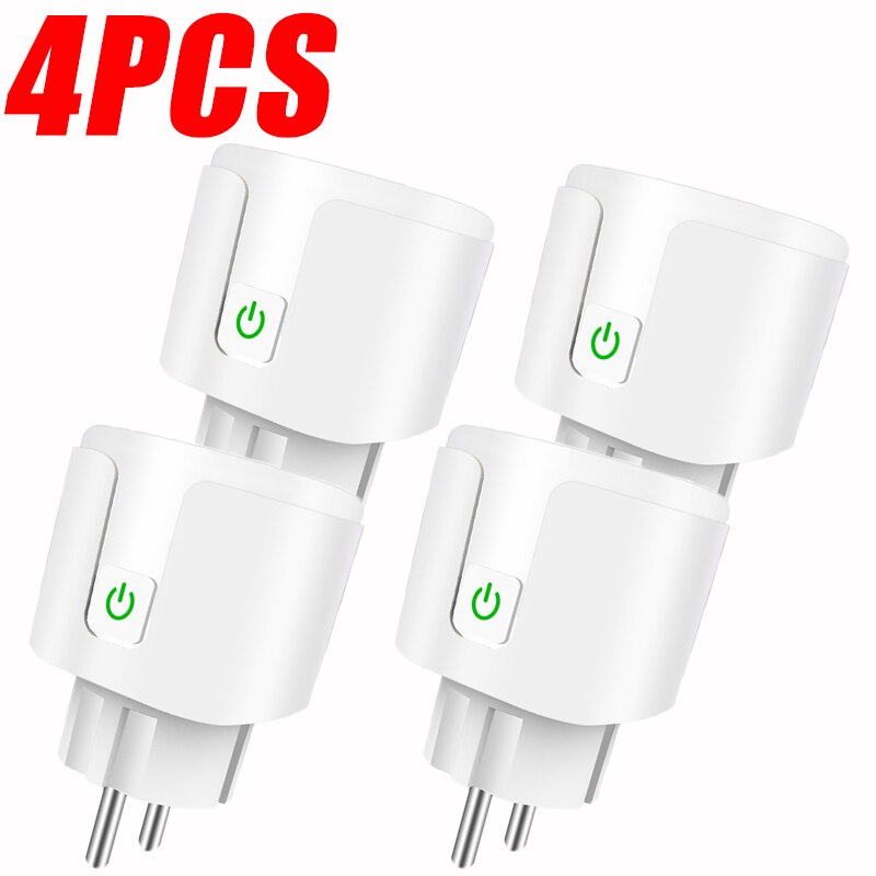 16A EU Smart Wifi Plug Smart Socket With Power Plug Monitor Smart Socket Outlet Works With Google Home Alexa Voice Control: 4PCS