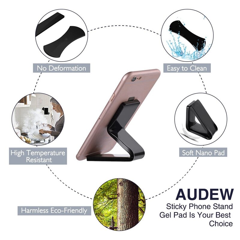 Universal Sticker No Trace Mobile Phone Holder, Cell Phone Stand Sticker, Car Mount Anti-Slip Stick to Anywhere (4Pack)