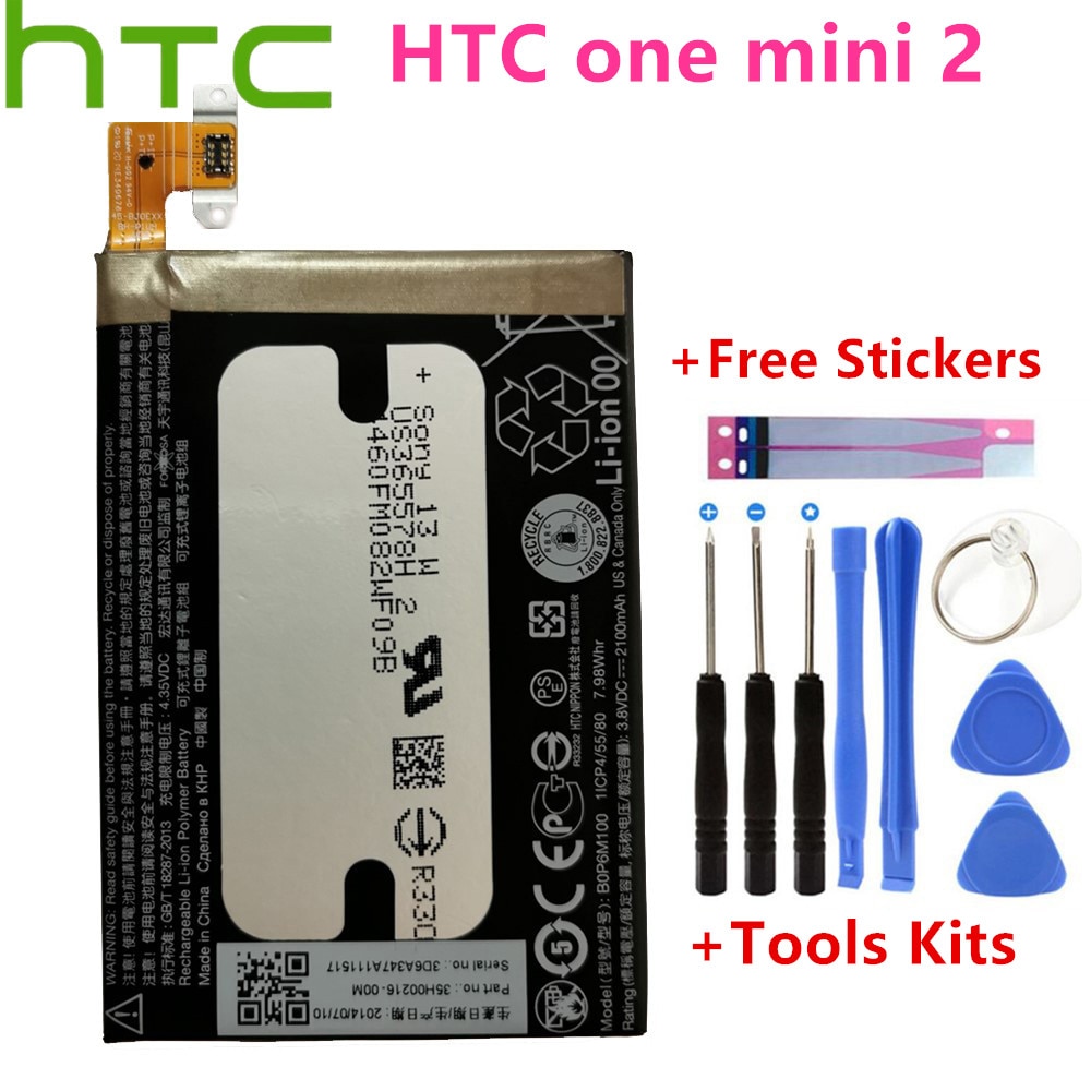 Originele 2100 mah  b0p 6m 100 vervangende batterij voor htc one mini 2 one mini 2 m8 mini batterij + gereedschapsset