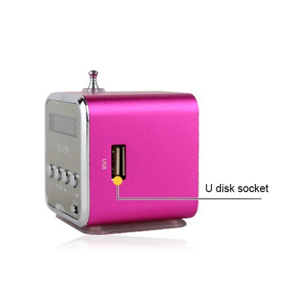 Td V26 – Mini lecteur Mp3 de musique numérique, caisson de basses, Led, son stéréo FM, batterie Portable, USB, Micro SD TF, haut-parleur, rouge, rose, vert