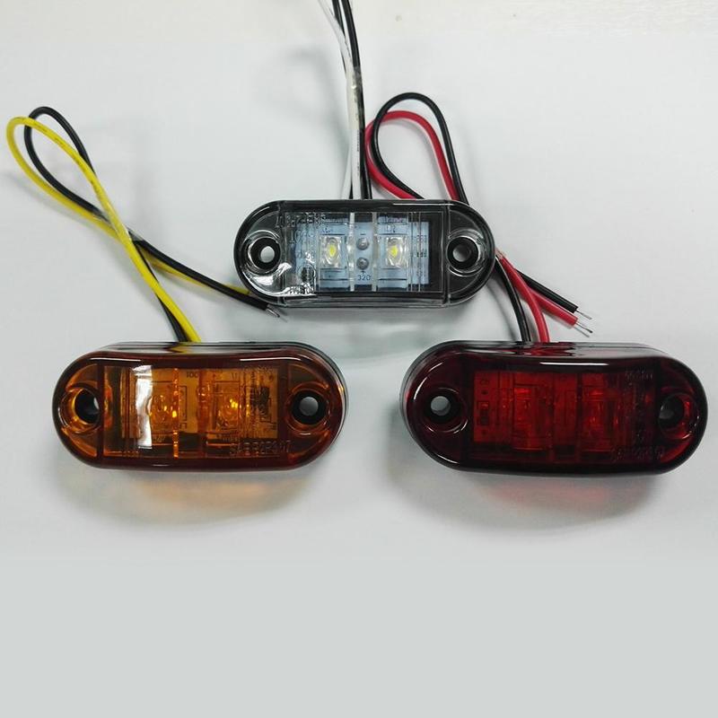12v / 24v ravfarvede 2 led sidemarkeringslygter bil udvendige lys advarselsbaglygter auto trailer lastbil lastbil lygter 1pc