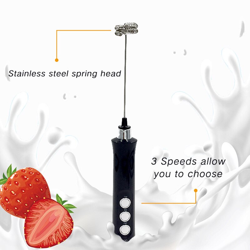 Rechargeable Milk Frother Battery Operated,3-Speed Portable Travel Frother,Electric Milk Foamer Coffee Frother for Latte