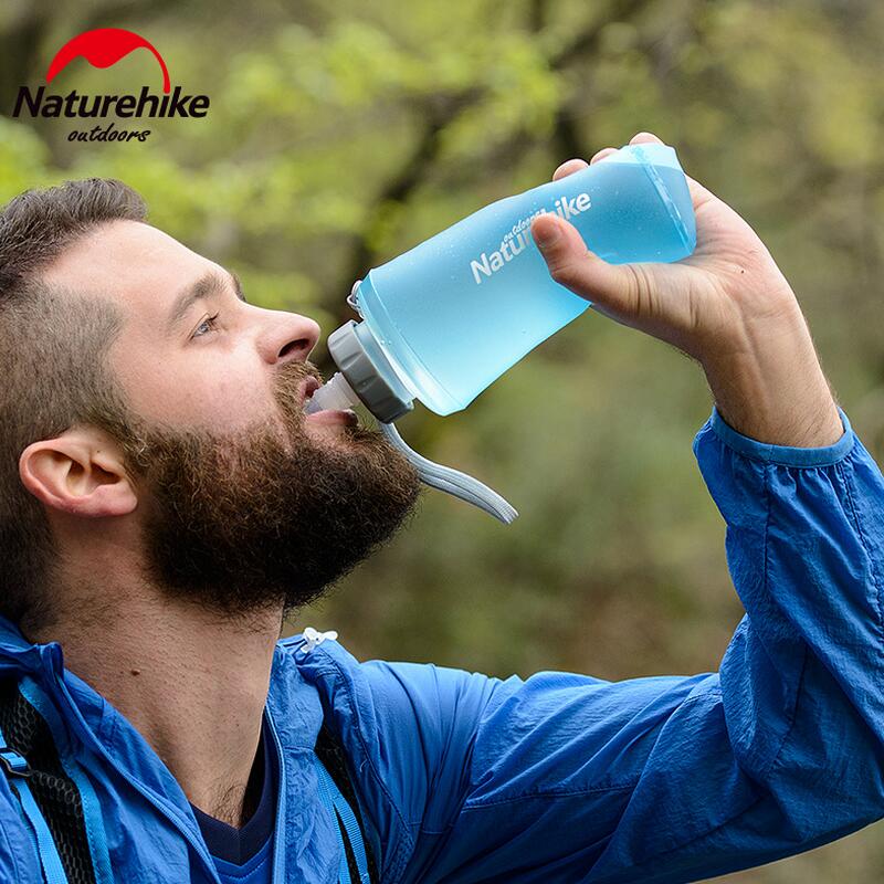 Naturehike-vejiga de agua a prueba de fugas, libre de BPA, botella de silicona de grado alimenticio, botella deportiva plegable de viaje para botellas de agua potable