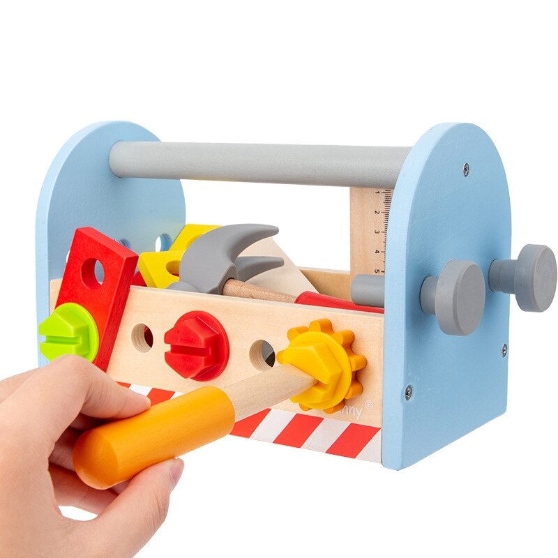 Take-Along Tool Kit Pretend Play Tool Set Voor Jongen Of Meisje Kids Educatief Diy Houten Moer Montage speelgoed
