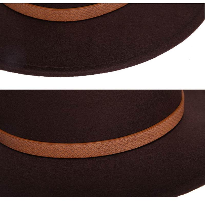Autumn and winter retro fedora men's and women's universal solid color snake leather belt classic church hats bowler jazz man