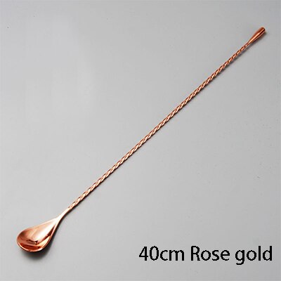 1Pce Stainless Steel Bar Tools Thread Teardrop Frosted Bar Spoons Drink Mixing Spoons Bartender Tools Cocktail Spoon Stirrer: 40cm Rose gold
