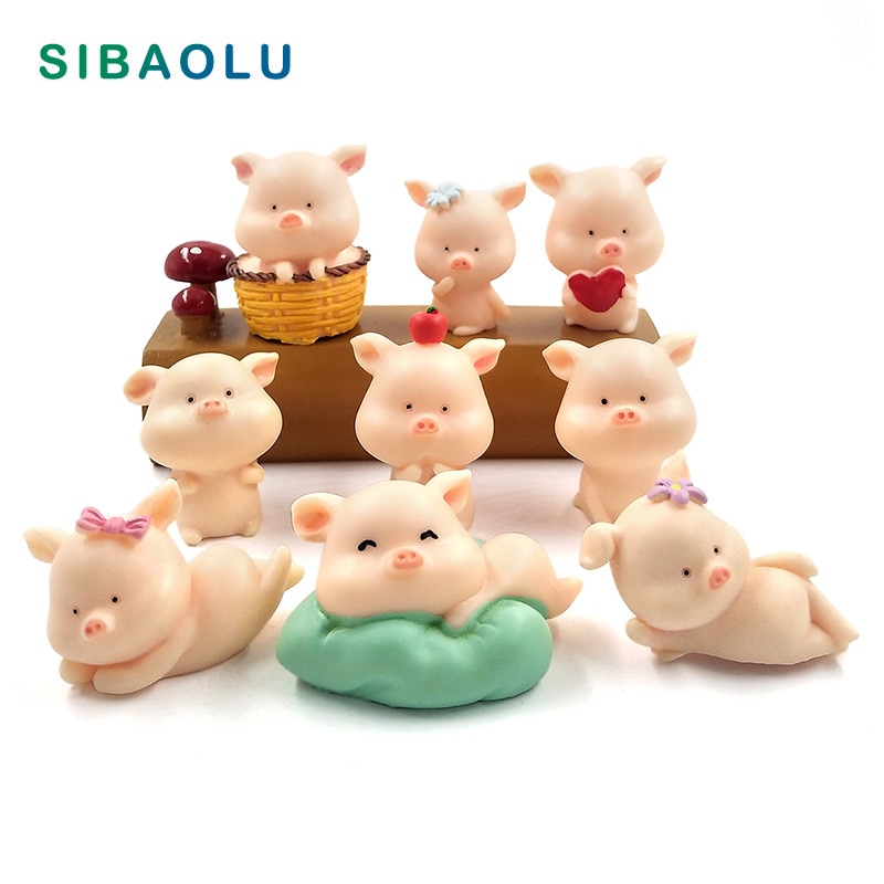 Hars Ambachtelijke mini Leuk Varken beeldje Dier Model Mos micro landschap home decor miniatuur fairy tuin decoratie accessoires