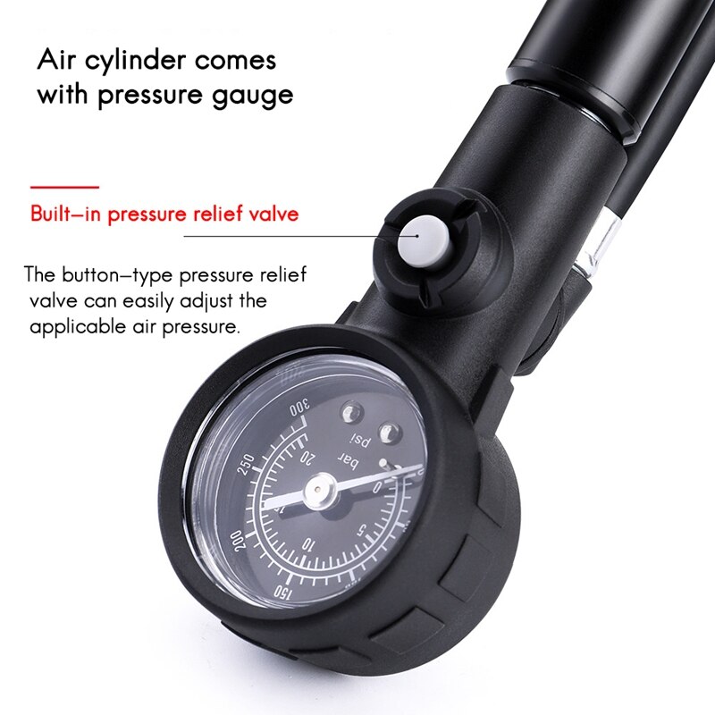 Giyo 300PSI Fietspomp Mtb Shock Vork Pomp Fietsband Inflator Schrader Presta Pomp Met Gauge Voor Bike Ballen Ballonnen