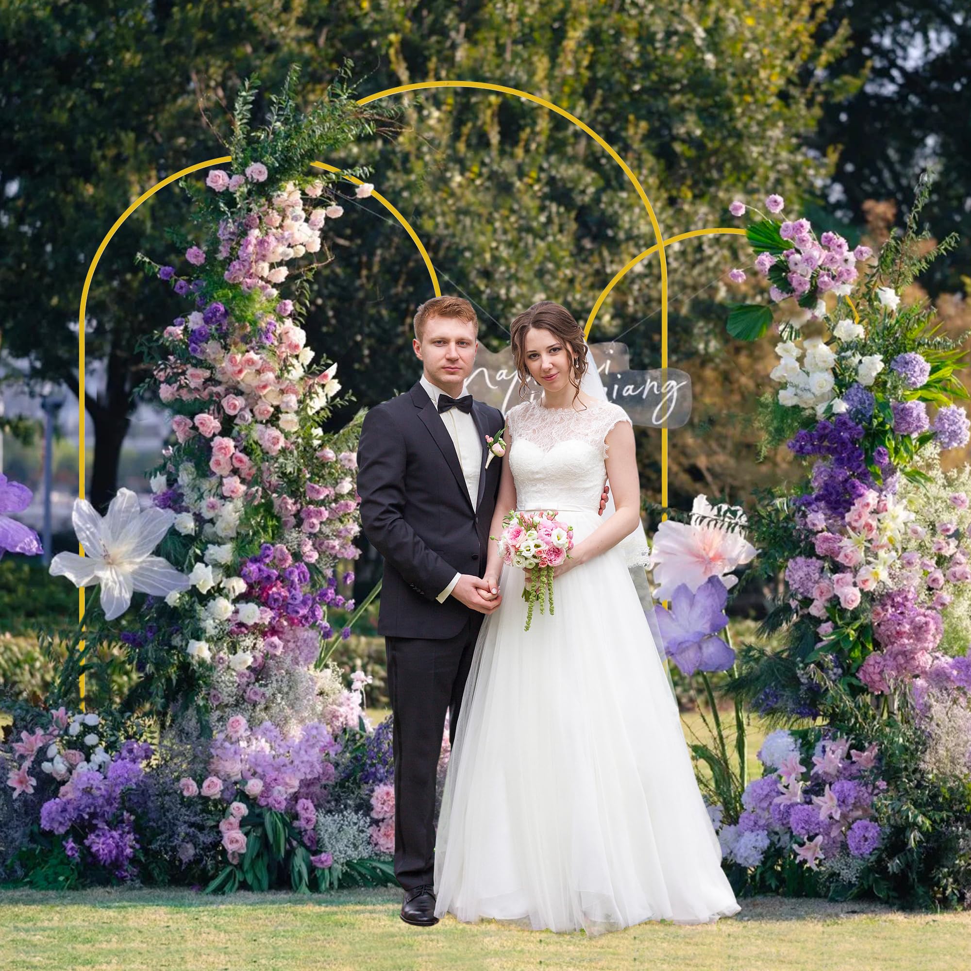 Juego de 1 pieza de soportes de arco de metal dorado para decoraciones de bodas y fiestas de cumpleaños (7,2 pies, 6,6 pies, 6 p