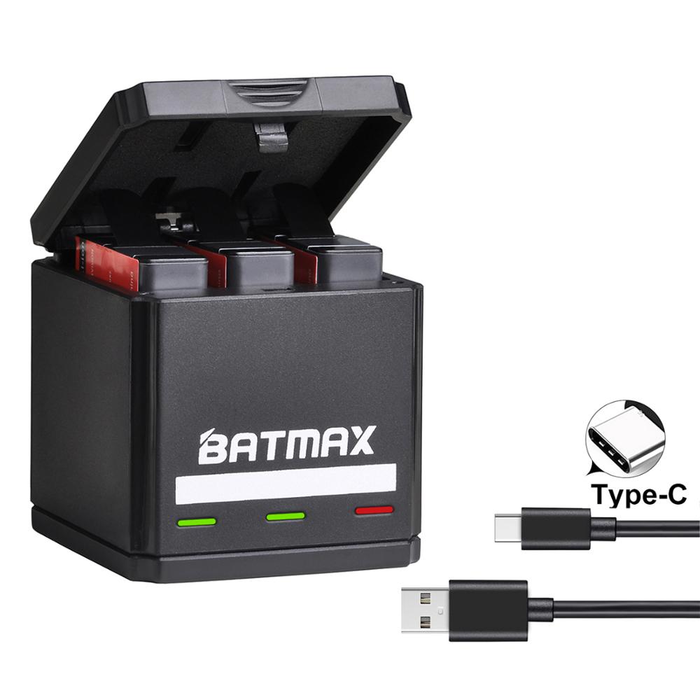 Batterie Batmax pour Gopro Hero 8 Black Hero 8, Triple chargeur USB avec Port de Type C: Charger