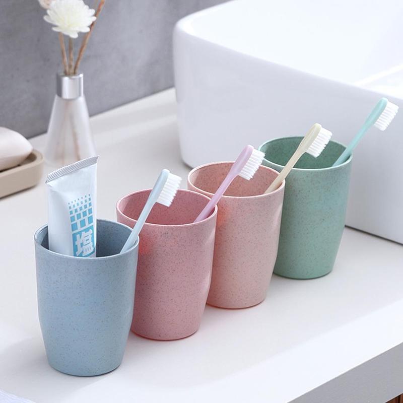 10.5 * 5.9cm Bathroom Toothbrush Water Cup Set Water Children's Bathroom Wheat Cup Portable Items Straw Household T C0W3