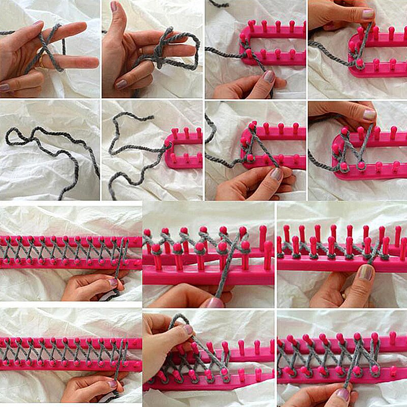1 Set=4Pcs Rectangle DIY Knitting Loom Scarf Sweater Hat Shawl Stitching Knit Handmade Craft Weaving Braiding Tool
