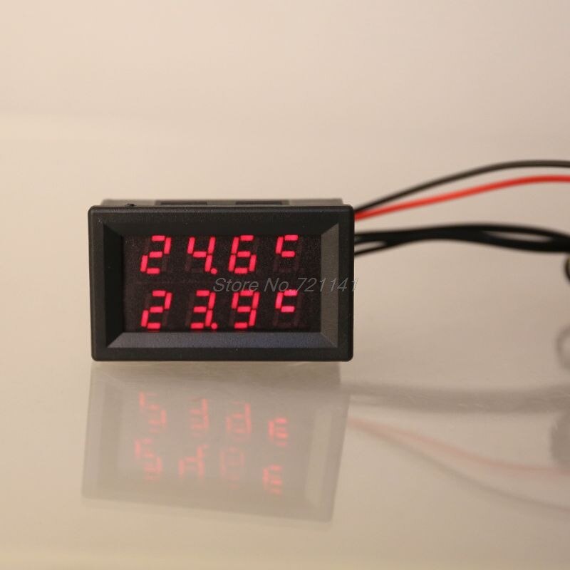 Dobbelt display digitalt termometer temperaturføler tester med 2 ntc vandtæt metalføler sensor
