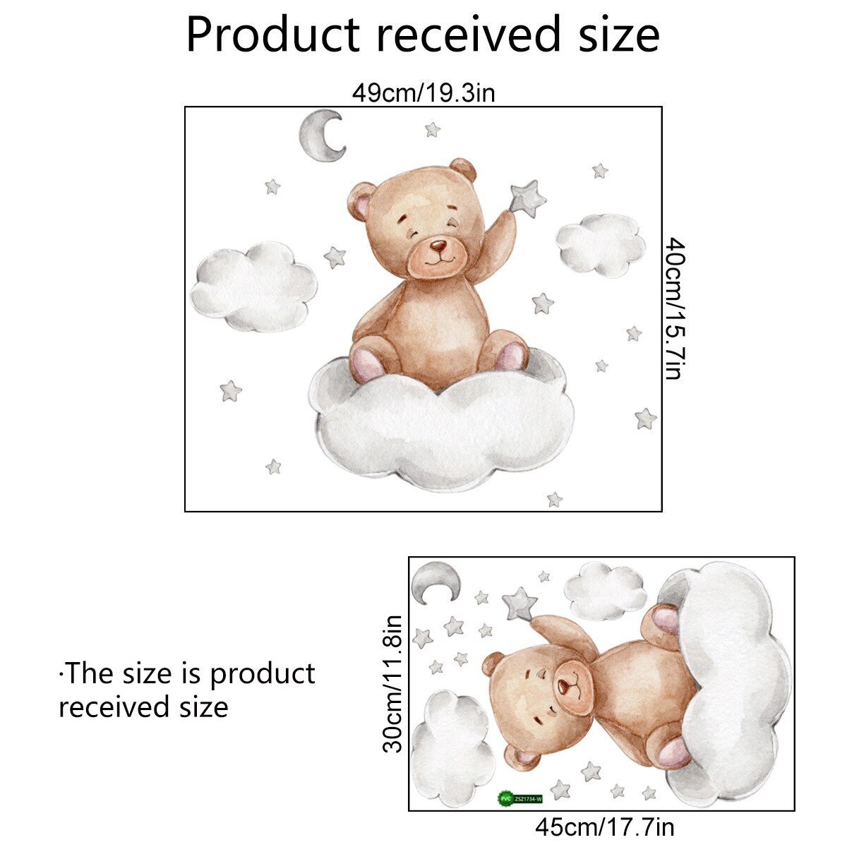 Uroczy niedźwiadek animowany Bunny naklejki na ścianę gwiazda księżyc na pokoje dla dzieci pokój dziecięcy tapeta z dekorem dziewczyny chłopcy sypialnia przedszkole naklejka: E