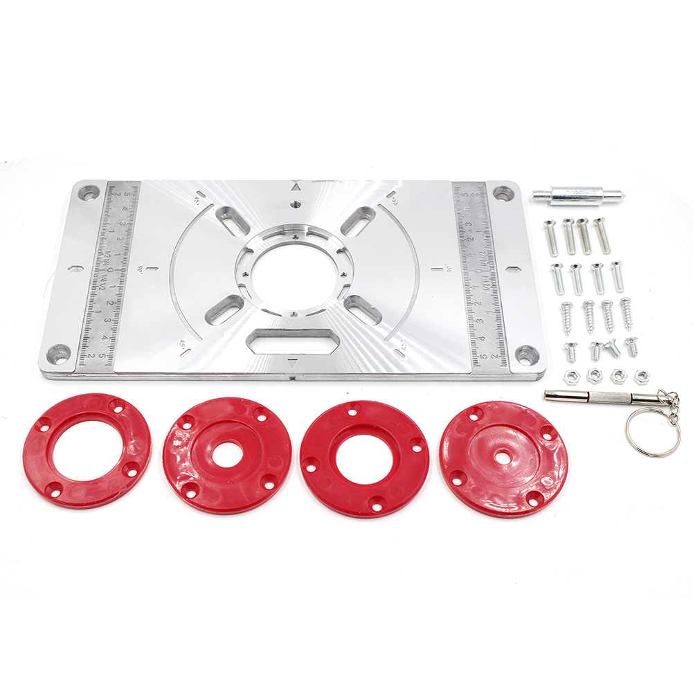 Multifunction Aluminum Router Table Insert Plate Woodworking Benches Wood Router Trimmer Models Engraving Machine: Red