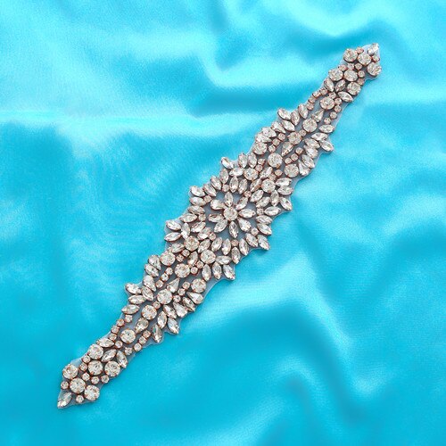 Strass Appliques cintura da sposa con perle fai-da-te cintura da sposa in cristallo dorato per accessori da sposa F140: rosa oro