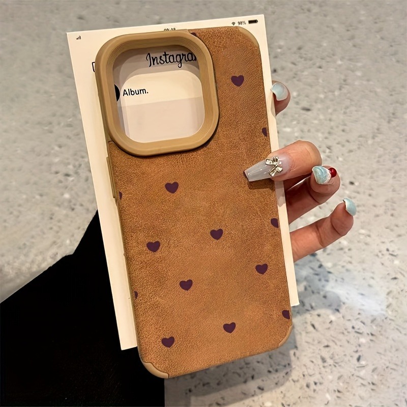Zamszowe etui na telefon Small Heart Suede High Value Fashion do iPhone 16 15 14 13 12 11 Pro Max Plus XS X XR Wstrząsoodporna matowa osłona zderzaka: Dla iPhone 14 Pro Max