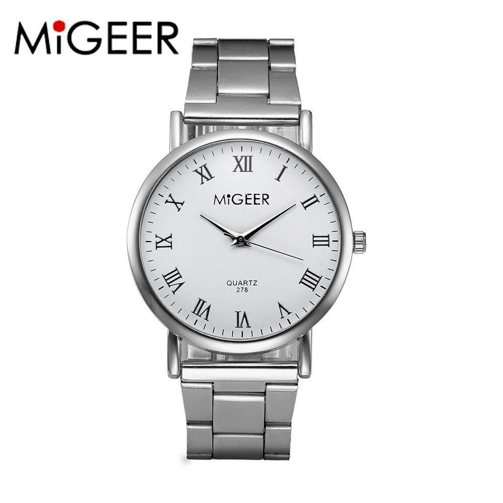 MIGEER Watches Men Stainless Steel Men's Watch Quartz Clock Simple Men's Watches montre homme For Men: W