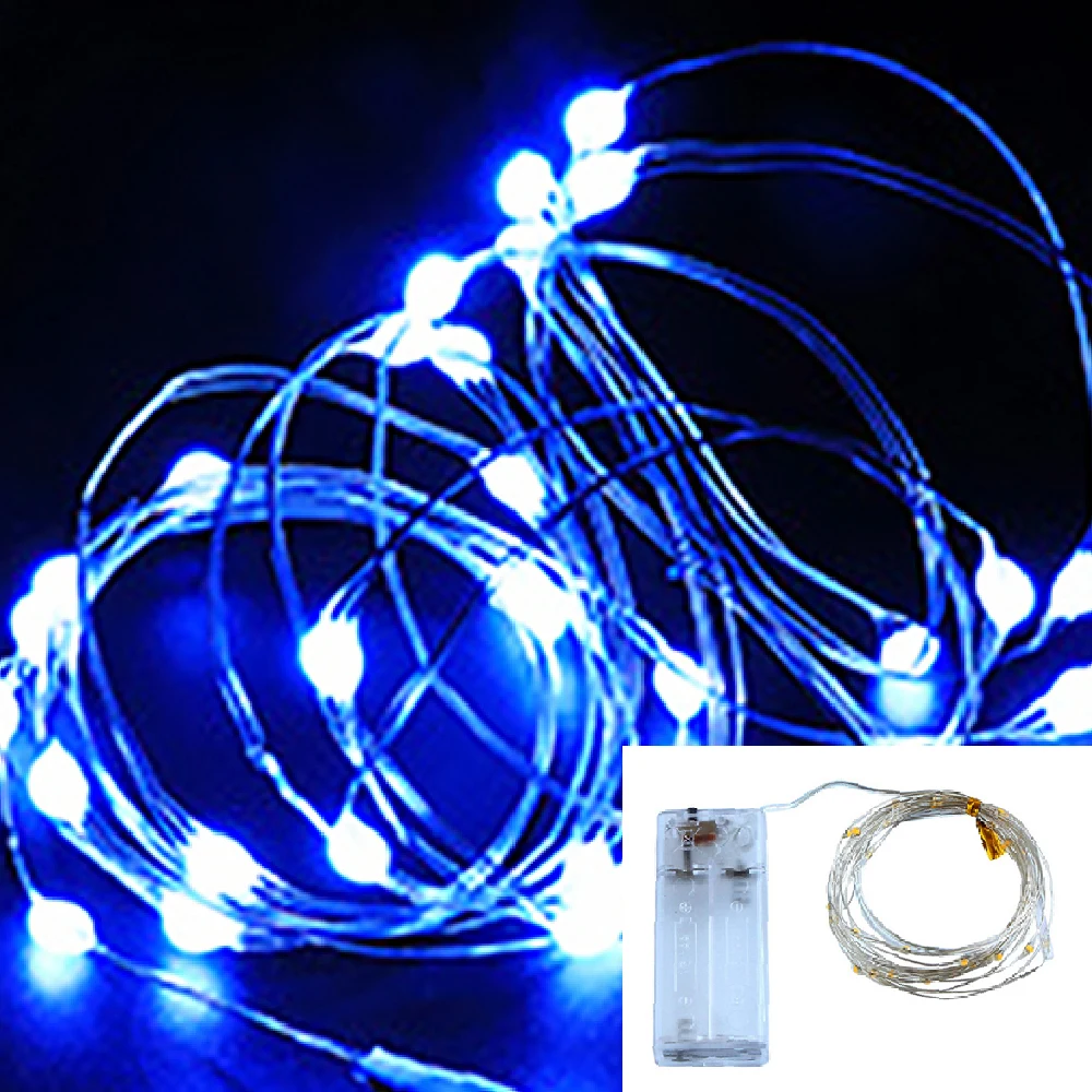 Led Kerstverlichting Koperdraad String 1M 2M 3M Buitenlamp Garland Luces Voor Kerstboom bruiloft Decoratie: S / Blauw