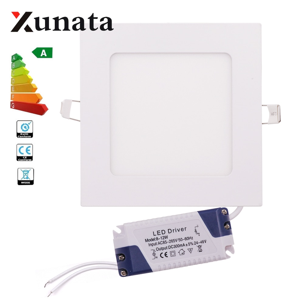 3W 6W 9W 12W 15W 18W 85-265V LED Panel Light Spotlights Lamp Recessed Kitchen Bathroom Ceiling Lamp Cool White