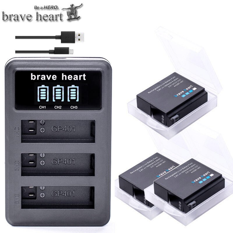 gopro 4 Digital Batteries Hero 4 Gopro Go Pro Hero4 Battery +3lots Charger + battery case For Gopro Hero 4 hero4 black camera: charger and 3battery