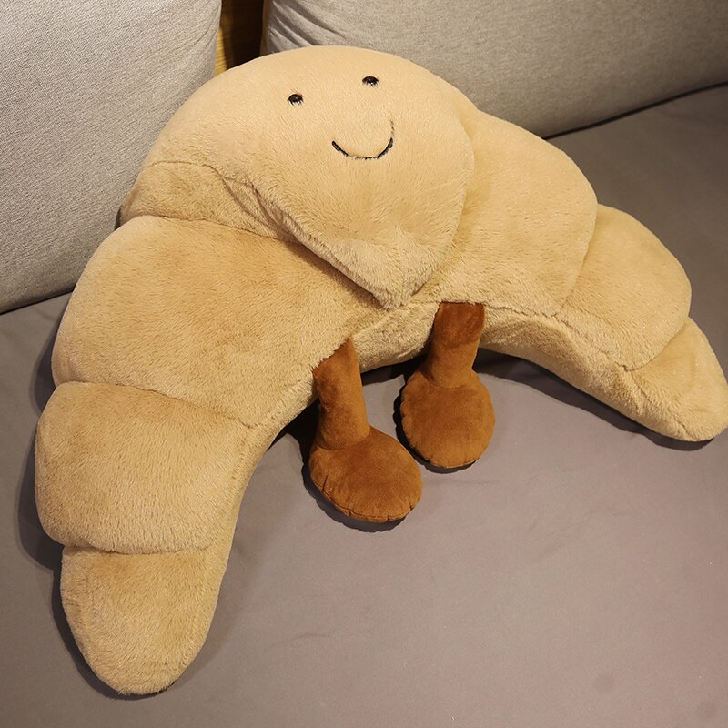 18~70cm Smiling Stuffed Croissant Bread Pillow Soft Food Seat Cushion Home Sofa Chair Decoration Children