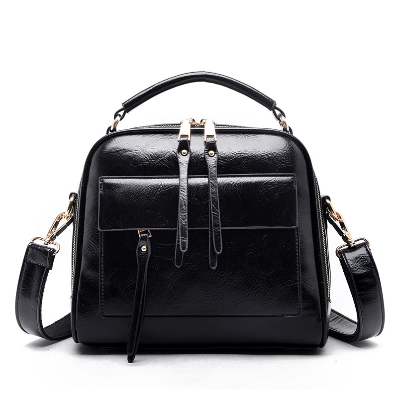 Retro luxe handtassen damestassen merk schoudertas hoge capaciteit crossbody tassen voor vrouwen tote: Zwart