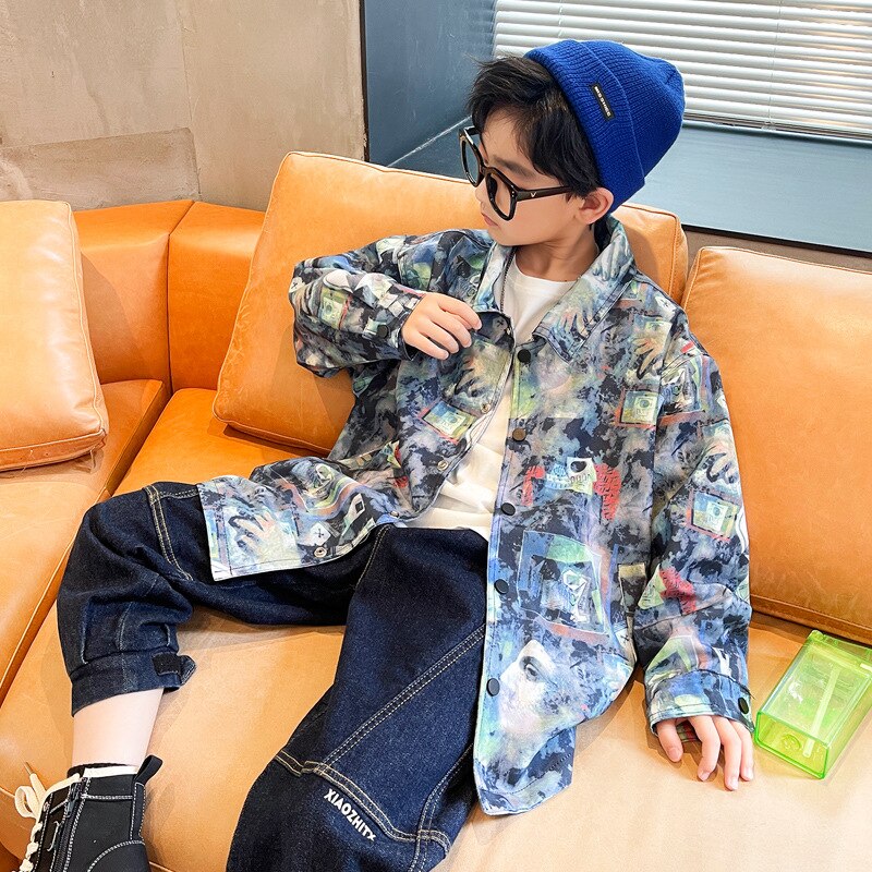 Camouflage Jas Kids Casual Sport Shirt Bovenkleding Jongens Trend Afdrukken Windjack Jas 5 6 7 8 9 10 11 12 13y